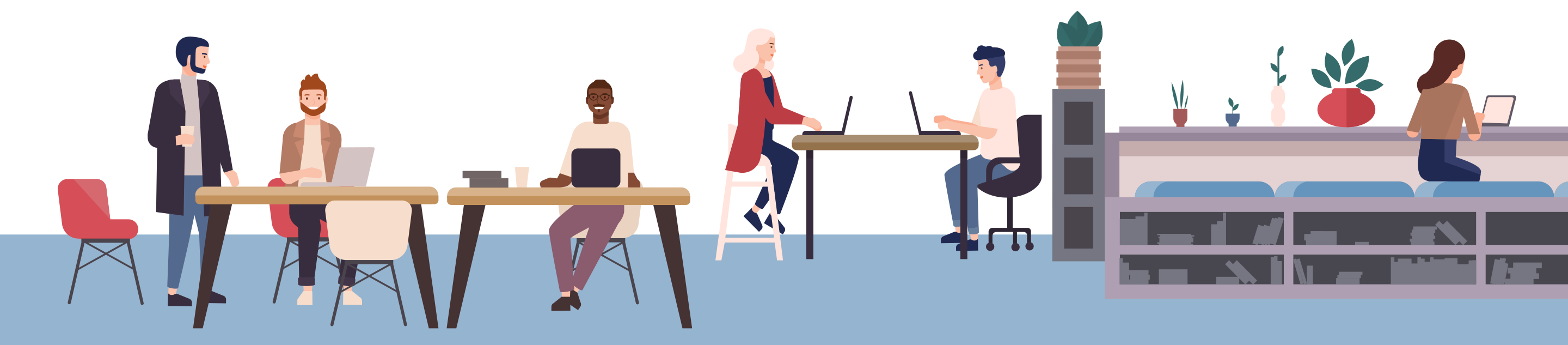 Lyrasis Learning Group Illustration of of members learning in library