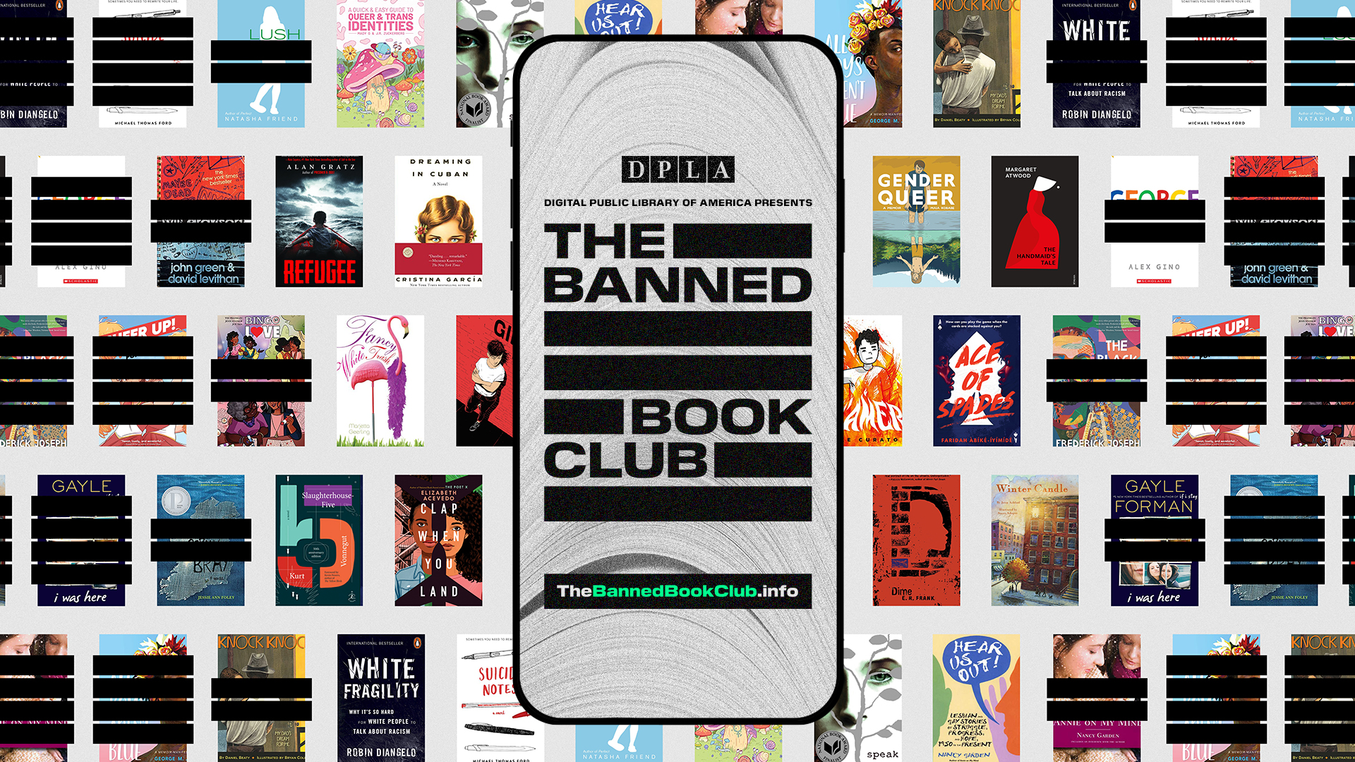 Banned Books Key Visual HERO_Horziontal The Banned Book Club on a smart phone