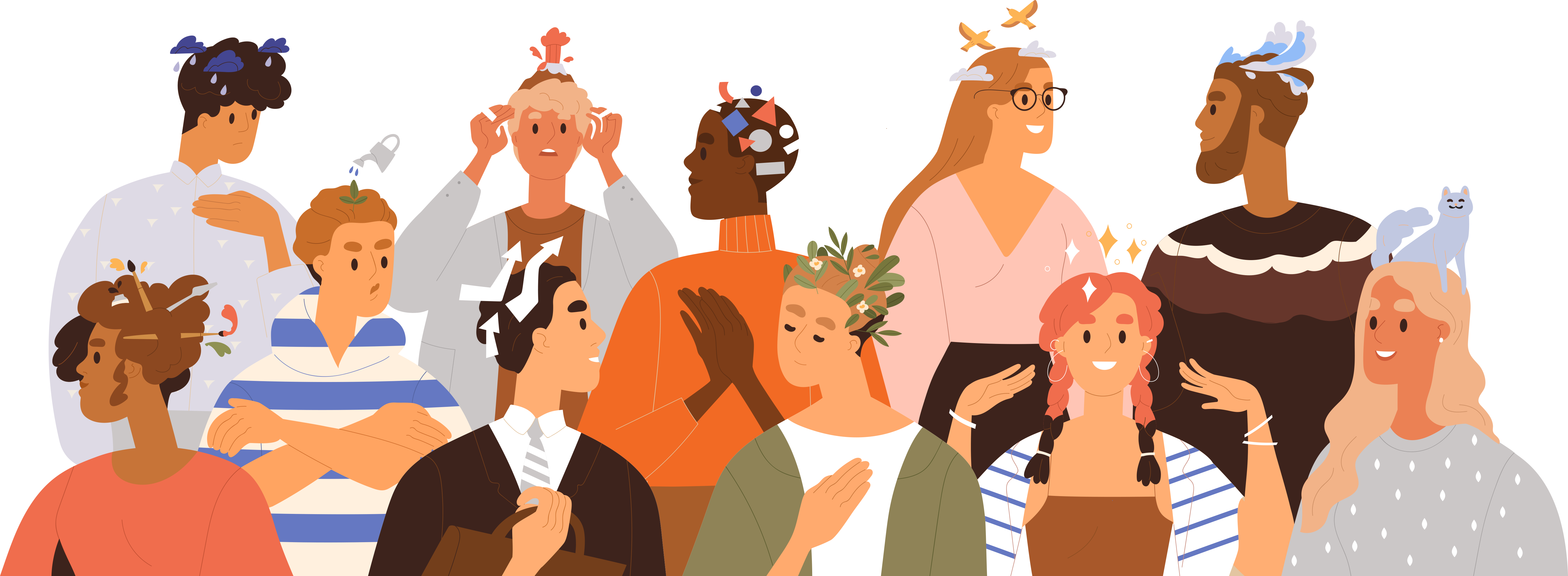 Illustration of individuals representing unique thoughts