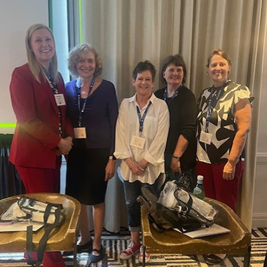 Lyrasis Member Panel-B The panelists with Lyrasis' Kathryn Edwards.